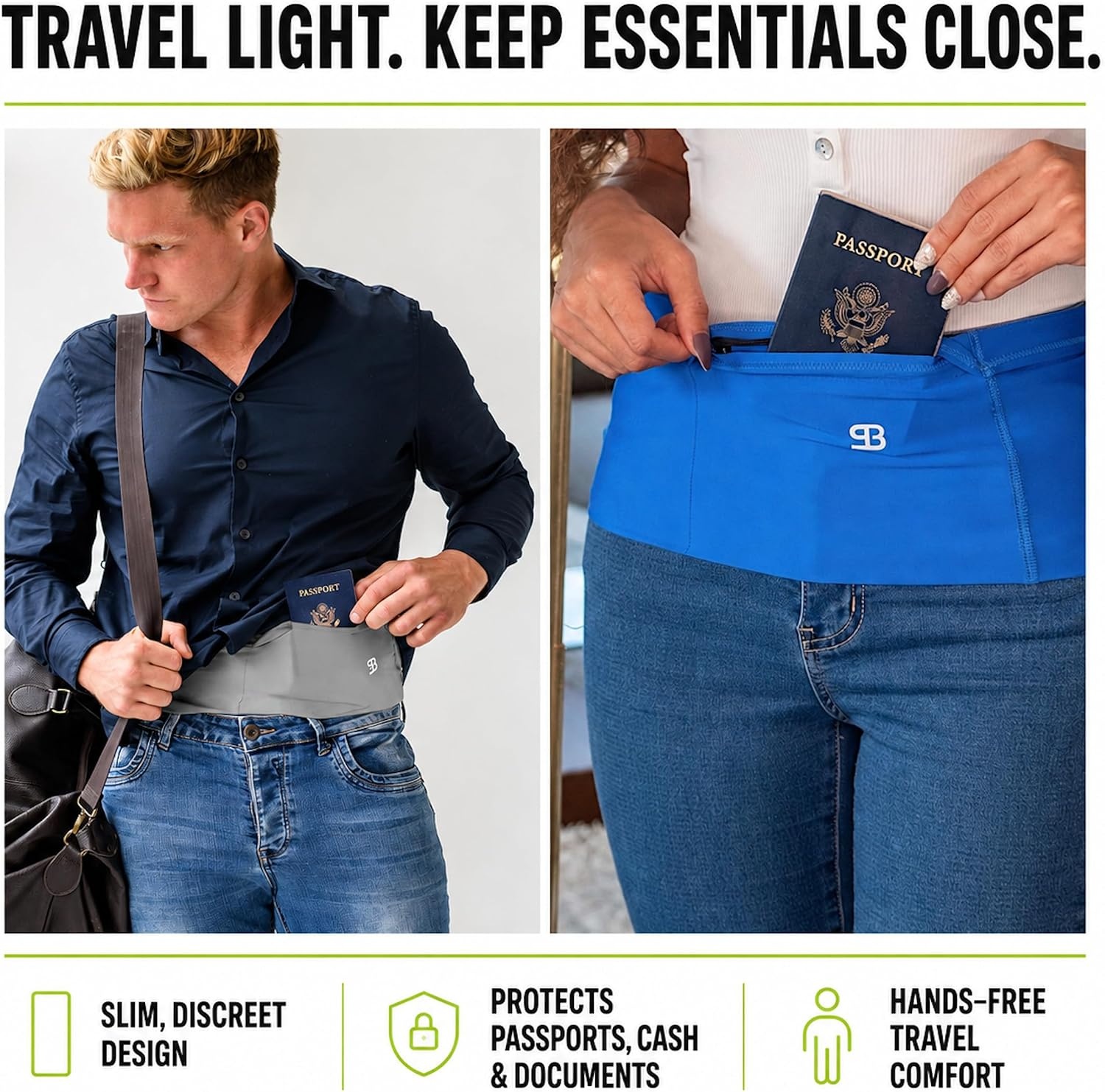 image:imageRunning Belt Money Belt 4Pocket Phone Holder with ZipperOriginal Neon Green