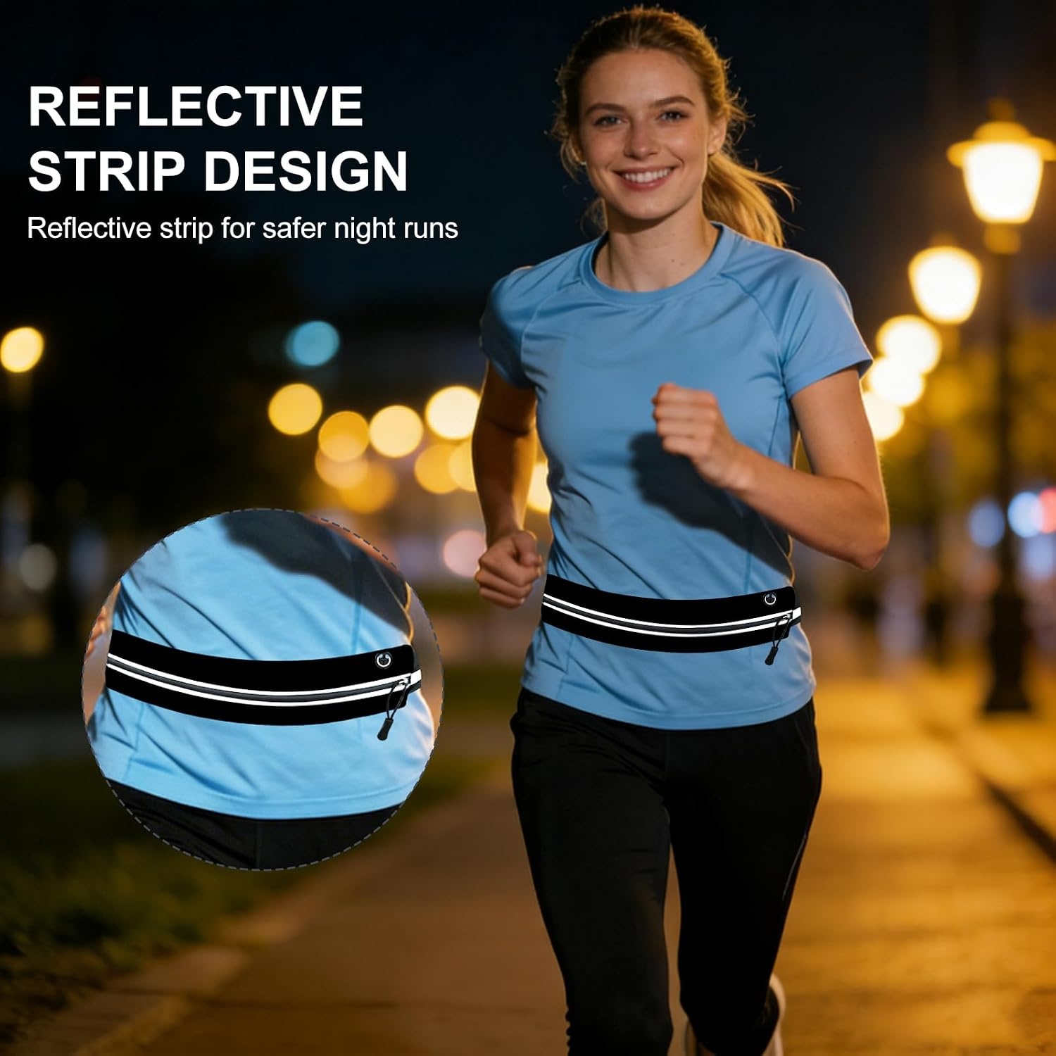 image:imageRunning Belt Water Resistant Nylon Spandex Fits 2332 Inch Waists