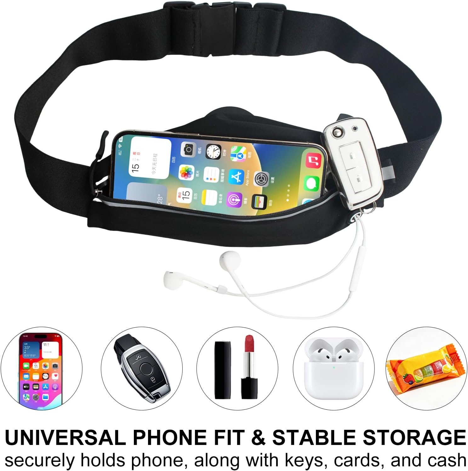 image:imageRunning Belt Water Resistant Nylon Spandex Fits 2332 Inch Waists