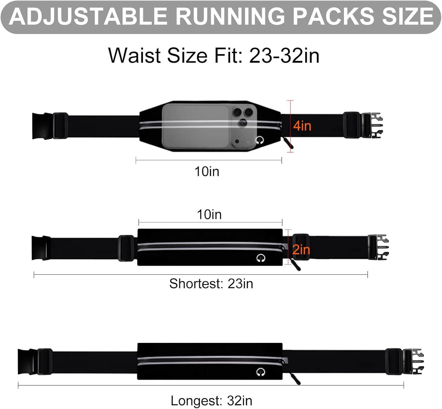 image:imageRunning Belt Water Resistant Nylon Spandex Fits 2332 Inch Waists