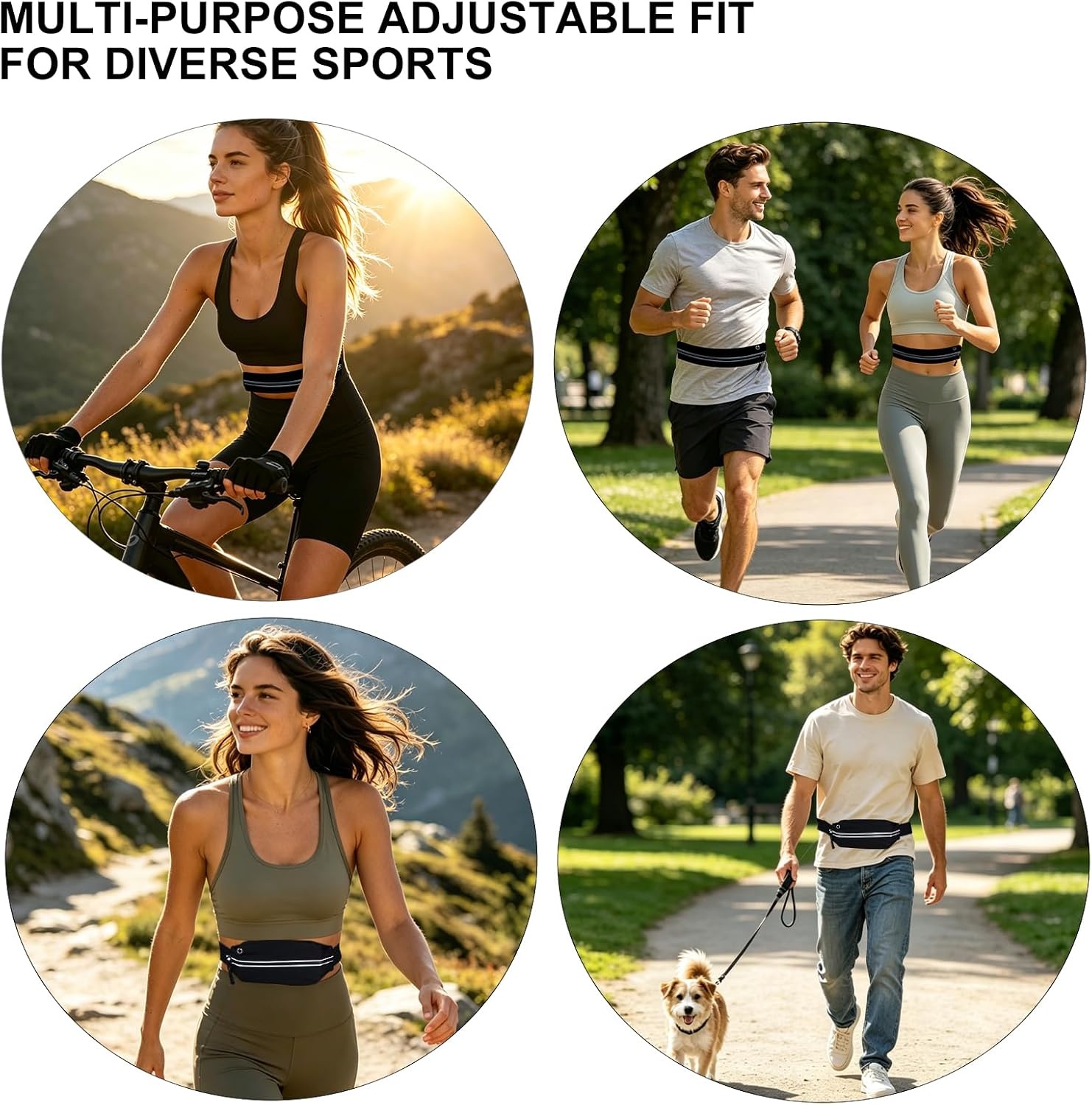 image:imageRunning Belt Water Resistant Nylon Spandex Fits 2332 Inch Waists