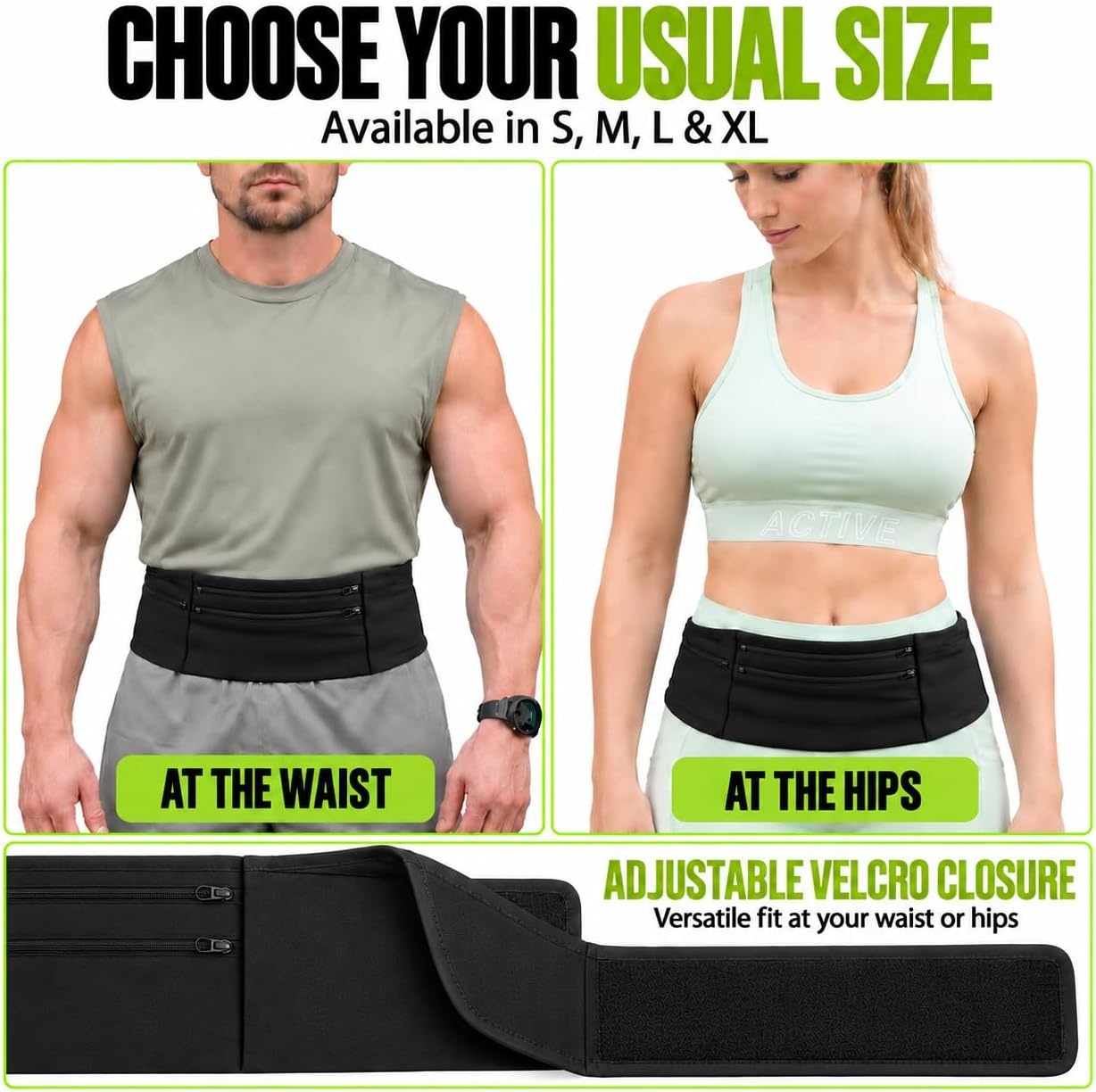 image:imageRunning Belt amp Money Belt 3 Zipper Pockets Bottle HolderXLarge