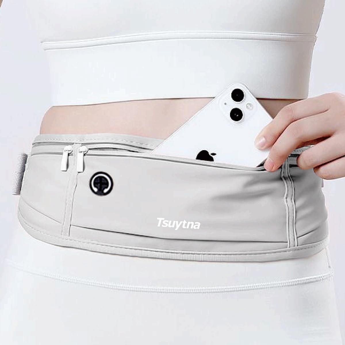 image:imageRunning Belt for Women amp Men Slim Phone running belt with WaterResistant Phone Holder 3 pockets Adjustable Waist Strap Reflective Safety Design for Running Hiking TravelFitness PinkHidden Blue