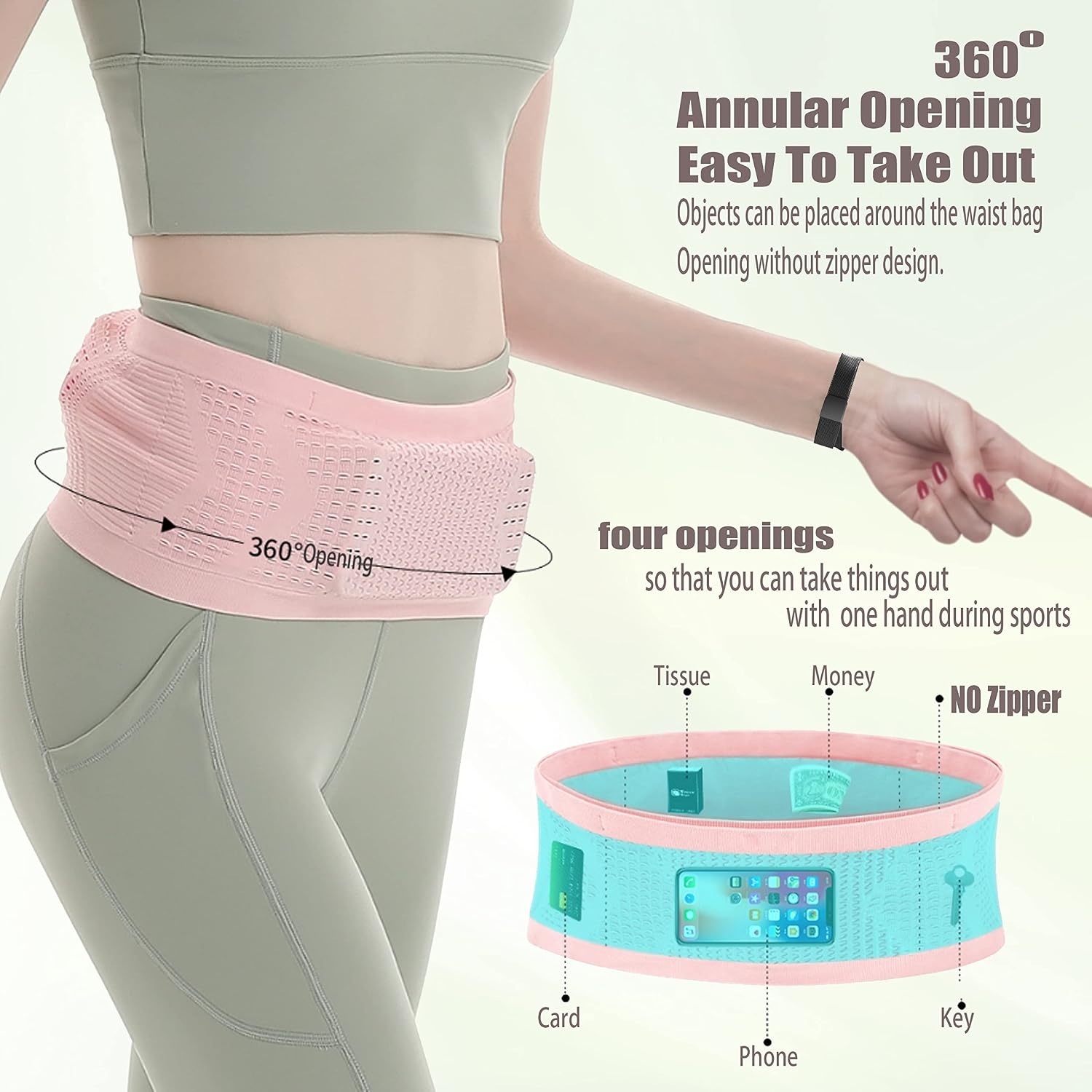 image:imageSlim Invisible Running Belt Breathable Large Capacity Mesh PouchGrey