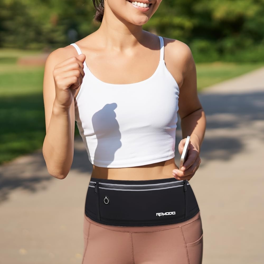 image:imageSlim Running Belt Water Resistant Fanny Pack for Women Men Black01Black