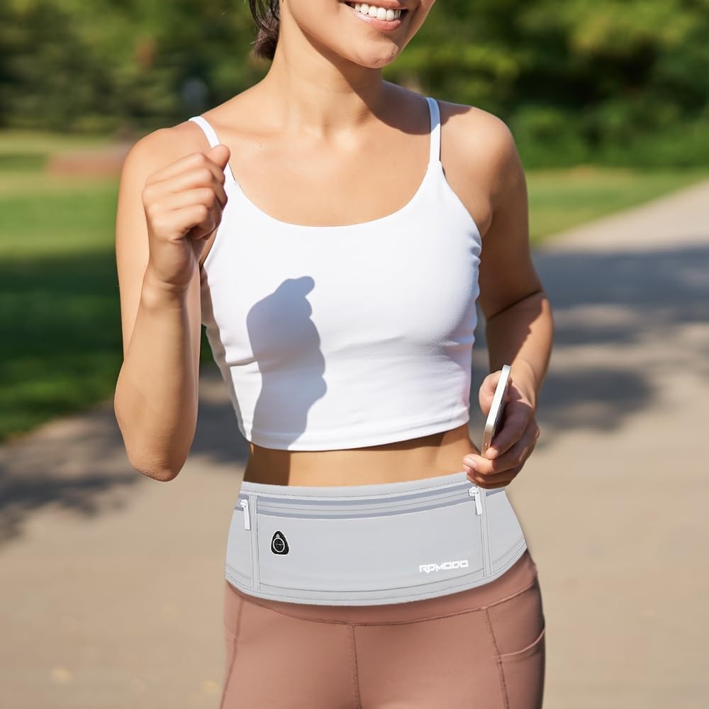 image:imageSlim Running Belt Water Resistant Fanny Pack for Women Men Black04 Grey