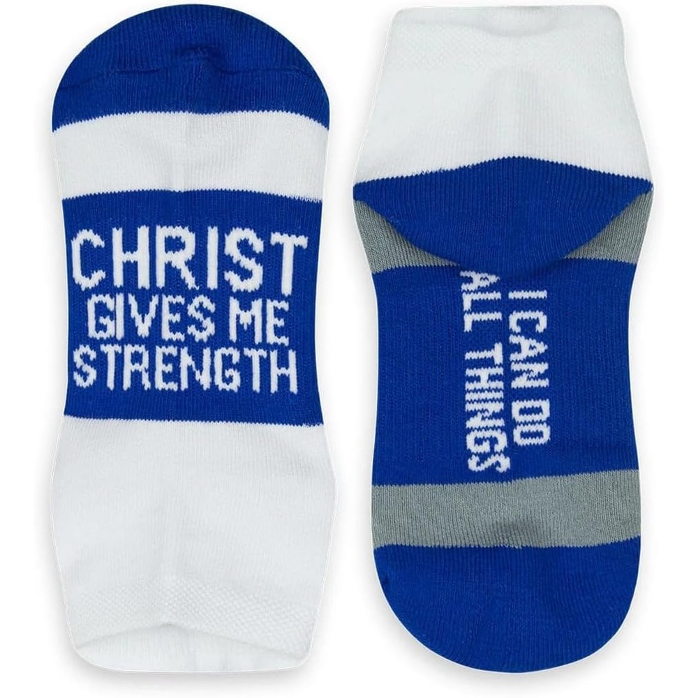 image:imageGone For a Run Motivational Ankle Running Socks Affirmation Runners GiftsChrist Give Me Strength Royal