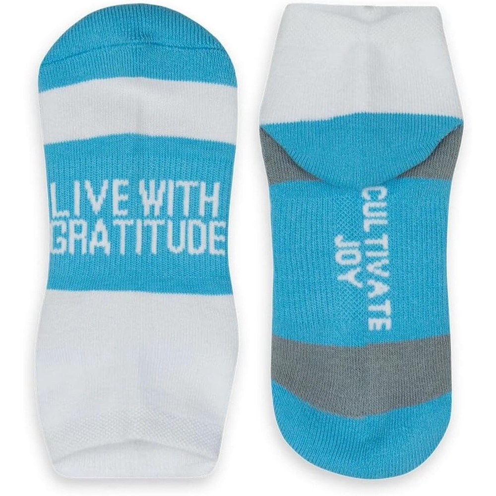 image:imageGone For a Run Motivational Ankle Running Socks Affirmation Runners GiftsLive With Gratitude Light Blue