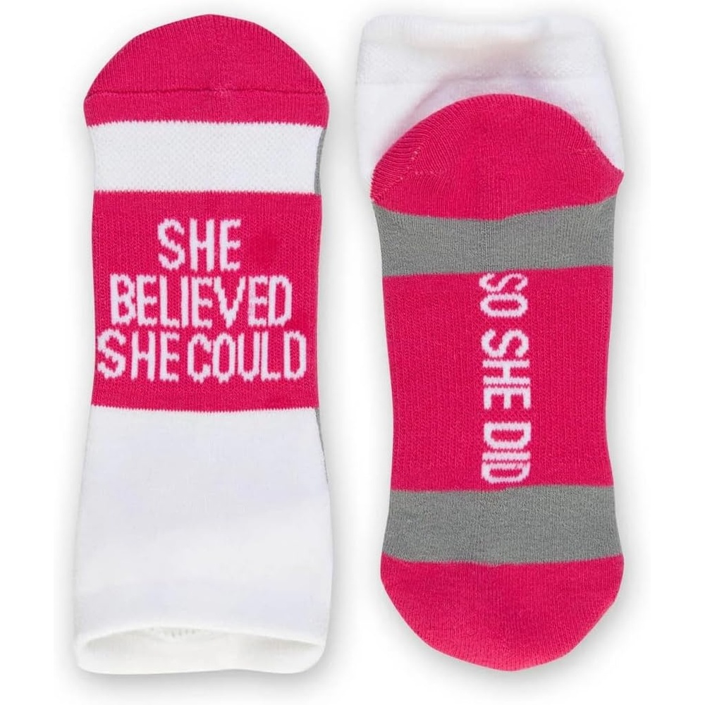 image:imageGone For a Run Motivational Ankle Running Socks Affirmation Runners GiftsShe Believed She Could Fuchsia
