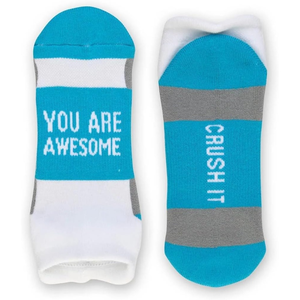 image:imageGone For a Run Motivational Ankle Running Socks Affirmation Runners GiftsYou Are Awesome Teal