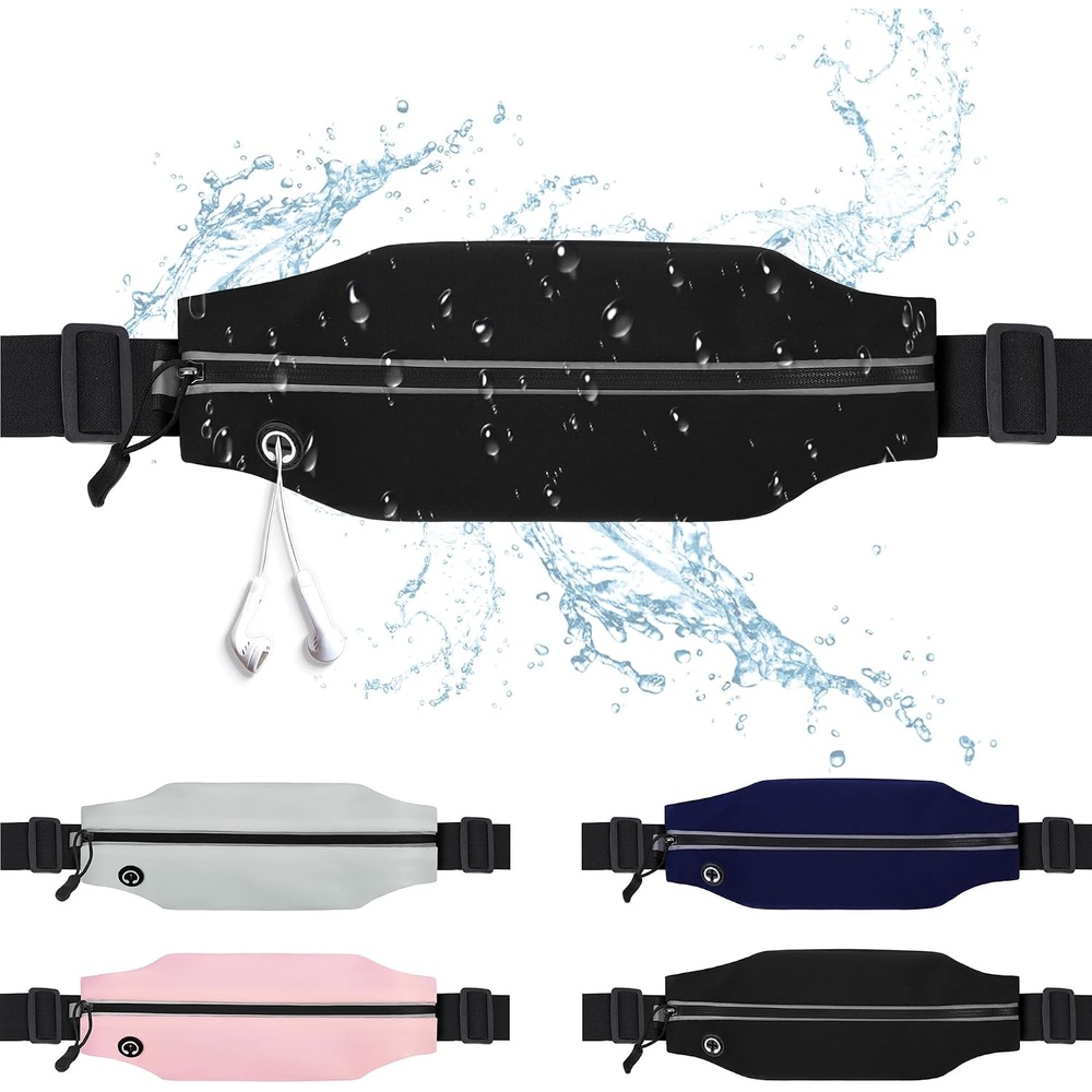 image:imageRunning Belt Fanny Pack Men and Women Slim Running Bag Money BeltBlack