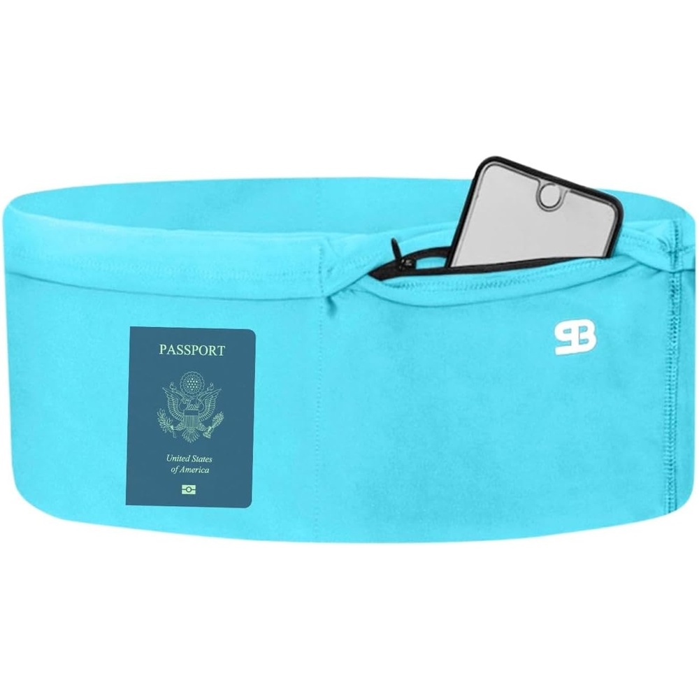image:imageRunning Belt Money Belt 4Pocket Phone Holder with ZipperOriginal Aqua
