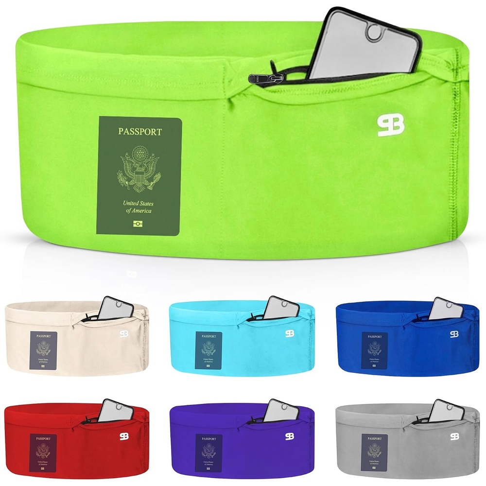 image:imageRunning Belt Money Belt 4Pocket Phone Holder with ZipperOriginal Neon Green