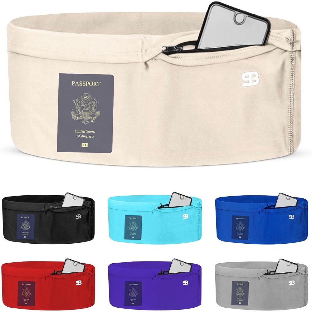 image:imageRunning Belt Money Belt 4Pocket Phone Holder with ZipperUpdated Ivory