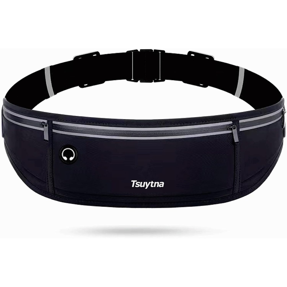 image:imageRunning Belt for Women amp Men Slim Phone running belt with WaterResistant Phone Holder 3 pockets Adjustable Waist Strap Reflective Safety Design for Running Hiking TravelFitness PinkBlack