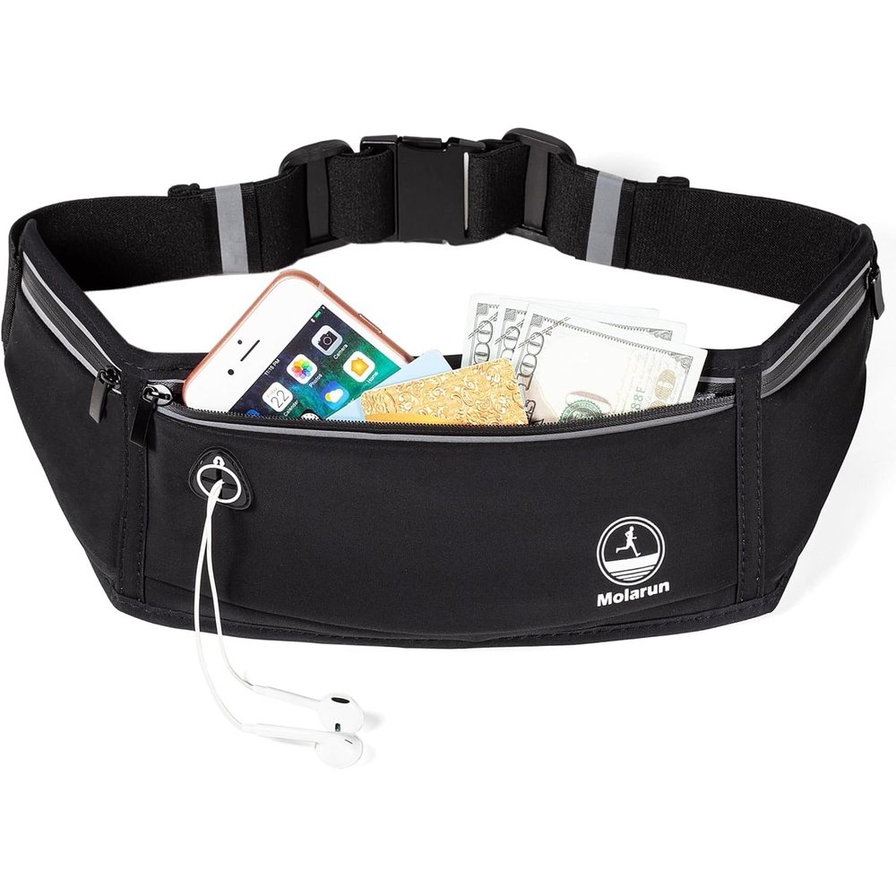 image:imageSlim Running Belt Fanny Pack Phone Holder Waist Pack Money Belt  BlackBlack