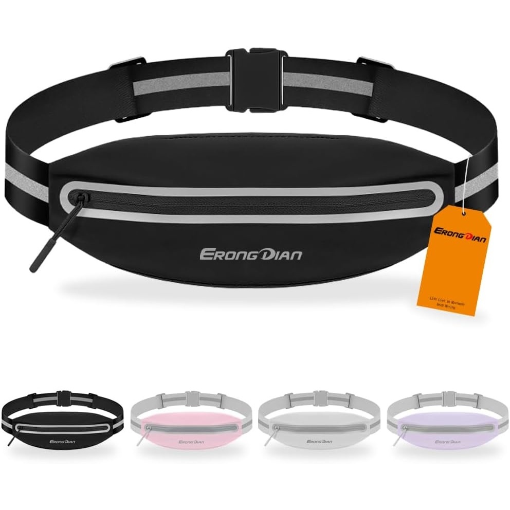 image:imageSlim Running Belt Water Resistant Fanny Pack for Men Women Black01 Black
