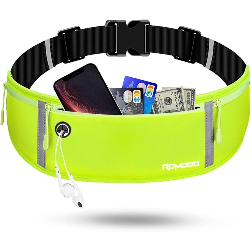 image:imageSlim Running Belt Water Resistant Fanny Pack for Women Men Black13Fluorescent Green