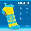 Gone For a Run Motivational Ankle Running Socks – Affirmation Runners Gifts(Boston 26.2 (Blue/Yellow))