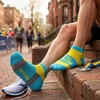 Gone For a Run Motivational Ankle Running Socks – Affirmation Runners Gifts(Boston 26.2 (Blue/Yellow))
