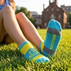 Gone For a Run Motivational Ankle Running Socks – Affirmation Runners Gifts(Boston 26.2 (Blue/Yellow))