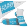 Gone For a Run Motivational Ankle Running Socks – Affirmation Runners Gifts(Live With Gratitude (Light Blue))