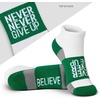Gone For a Run Motivational Ankle Running Socks – Affirmation Runners Gifts(Never Never Give Up (Green))