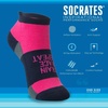 Gone For a Run Motivational Ankle Running Socks – Affirmation Runners Gifts(Train Race Repeat (Pink/Navy))