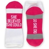 Gone For a Run Motivational Ankle Running Socks – Affirmation Runners Gifts(She Believed She Could (Fuchsia))