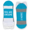 Gone For a Run Motivational Ankle Running Socks – Affirmation Runners Gifts(You Are Awesome (Teal))