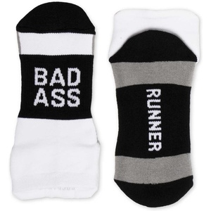Gone For a Run Motivational Ankle Running Socks – Affirmation Runners Gifts(Bad Ass (Black))