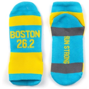Gone For a Run Motivational Ankle Running Socks – Affirmation Runners Gifts(Boston 26.2 (Blue/Yellow))