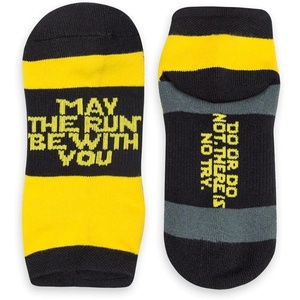 Gone For a Run Motivational Ankle Running Socks – Affirmation Runners Gifts(May the Run Be With You (Yellow/Black))