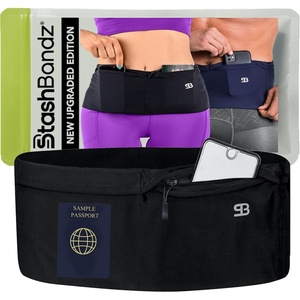 Running Belt, Money Belt, 4-Pocket Phone Holder with Zipper(Updated Black)