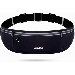 Running Belt for Women & Men – Slim Phone running belt with Water-Resistant Phone Holder, 3 pockets Adjustable Waist Strap, Reflective Safety Design for Running, Hiking, Travel，Fitness (Pink)(Black)