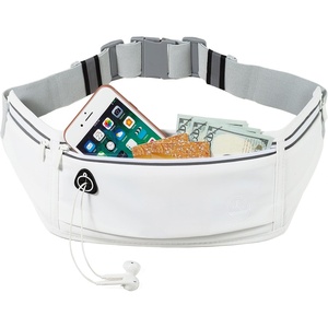 Slim Running Belt Fanny Pack, Phone Holder Waist Pack Money Belt – Black(White)