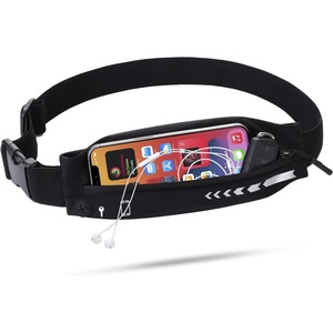 Slim Running Belt Women Men, Bounce Free Fanny Pack Phone Holder(Black)