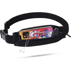 Slim Running Belt Women Men, Bounce Free Fanny Pack Phone Holder(Black Nude)