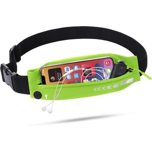 Slim Running Belt Women Men, Bounce Free Fanny Pack Phone Holder(Neo Green)