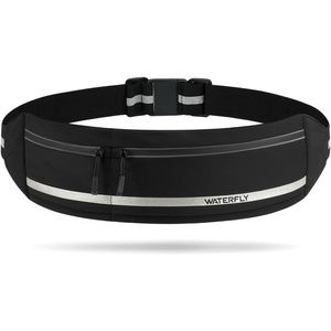 WATERFLY Running Belt Fanny Pack No-Bounce Large Phone Holder for Men Women(Black)