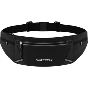 WATERFLY Running Belt Fanny Pack: RFID Anti-Theft for Travel(Black)