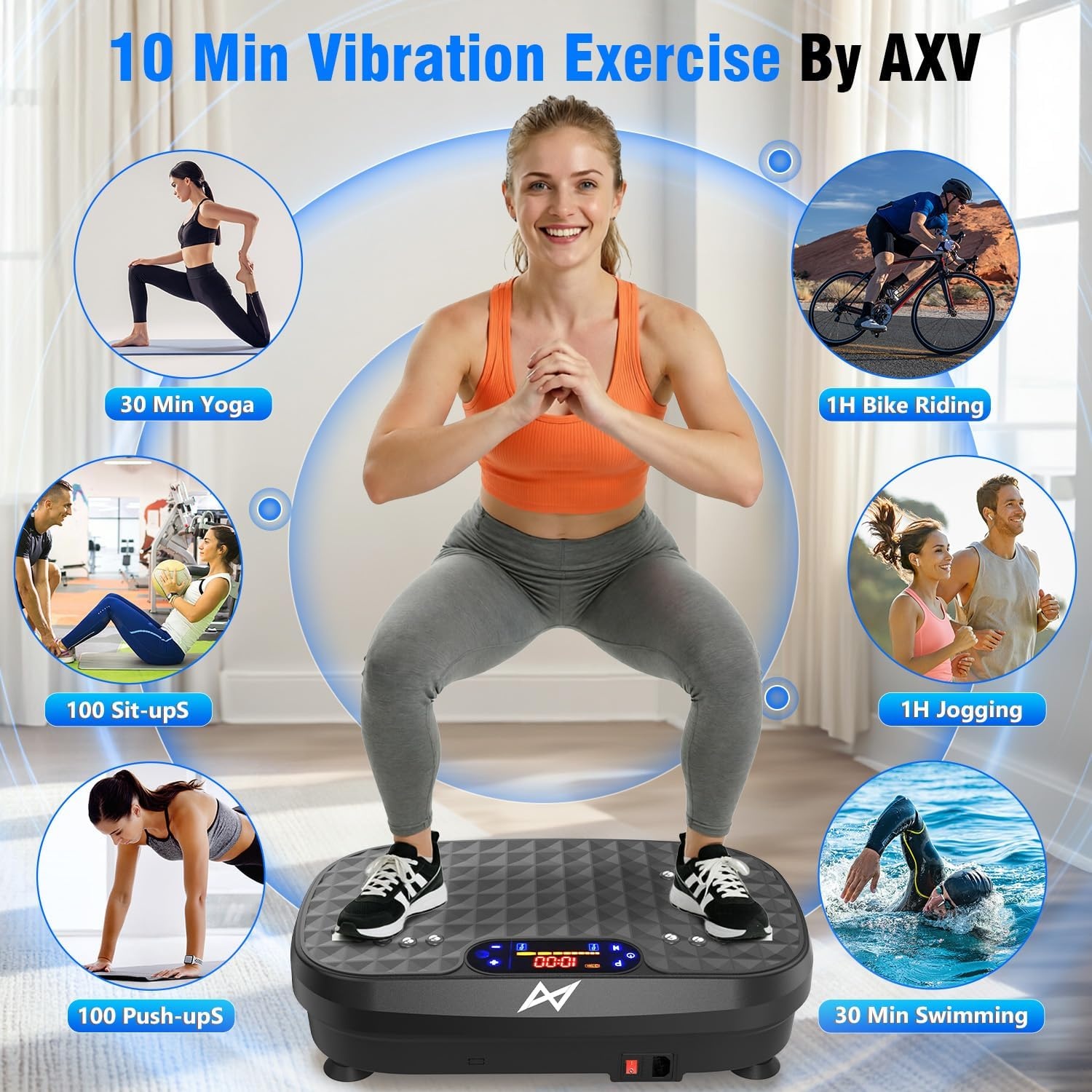 image:imageAXV Vibration Plate Fitness Platform Exercise Machine Body Vibrating BoardBLACK