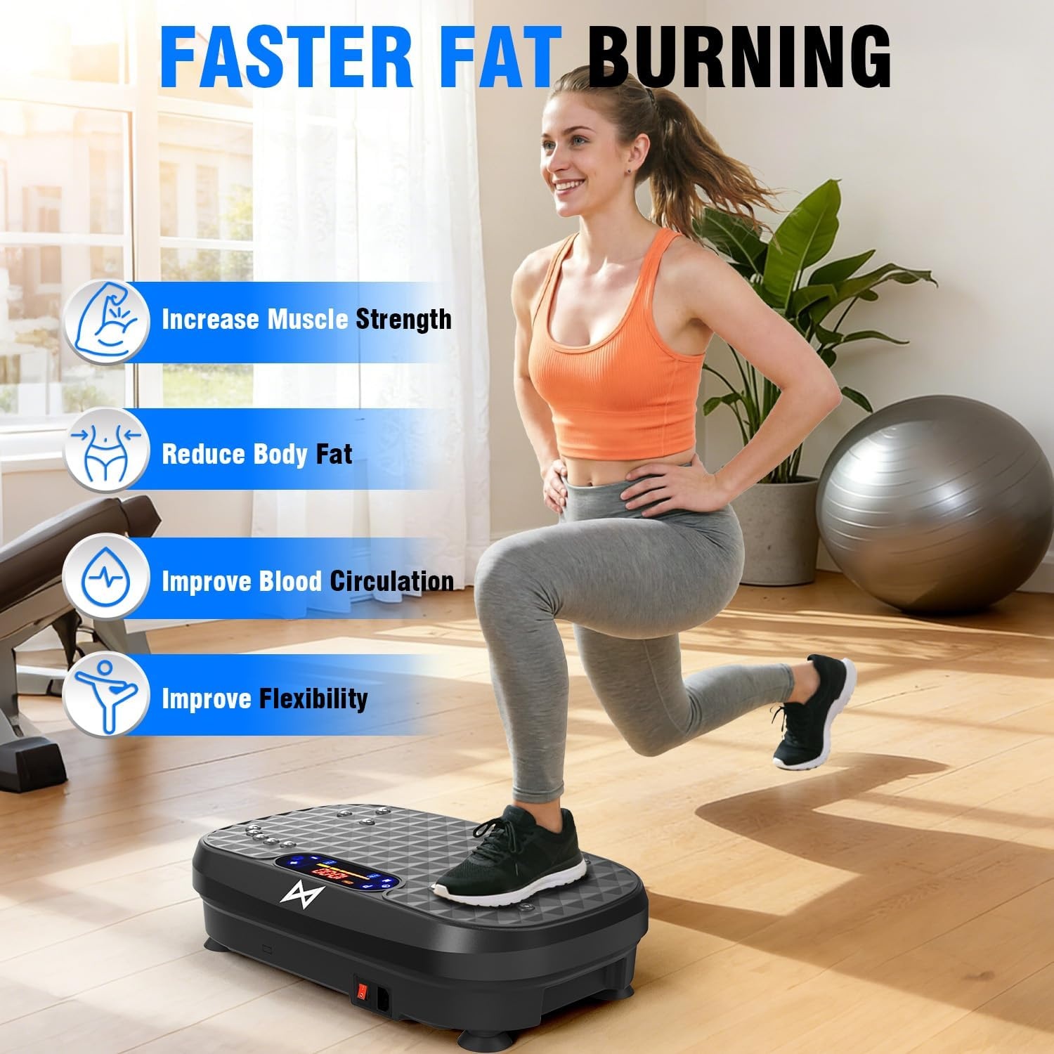 image:imageAXV Vibration Plate Fitness Platform Exercise Machine Body Vibrating BoardBLACK