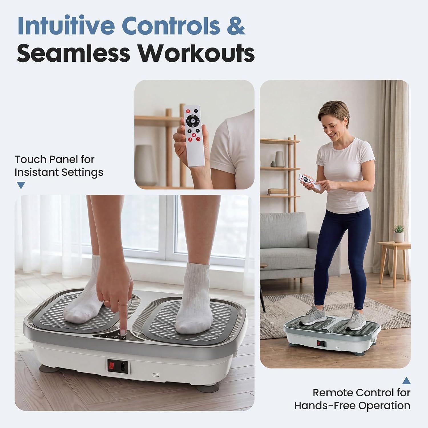 image:imageDUMOS Vibration Plate Whole Body Workout Machine with LED Touch Screen amp Pull Ropes for Weight Loss amp Muscle Toning Vibrate Platform MachinesGrey