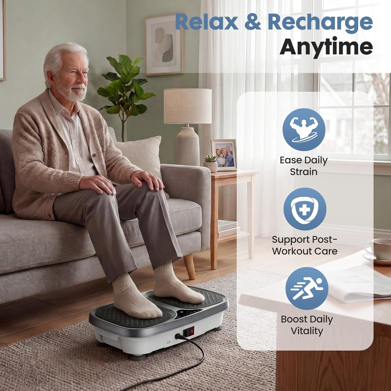 image:imageDUMOS Vibration Plate Whole Body Workout Machine with LED Touch Screen amp Pull Ropes for Weight Loss amp Muscle Toning Vibrate Platform MachinesGrey