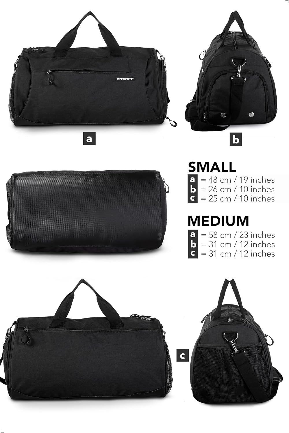 image:imageFitgriff Gym Bag for Men amp Women with Shoe amp Wet Compartment Duffle Bag for Travel Sports Fitness amp WorkoutFull Black