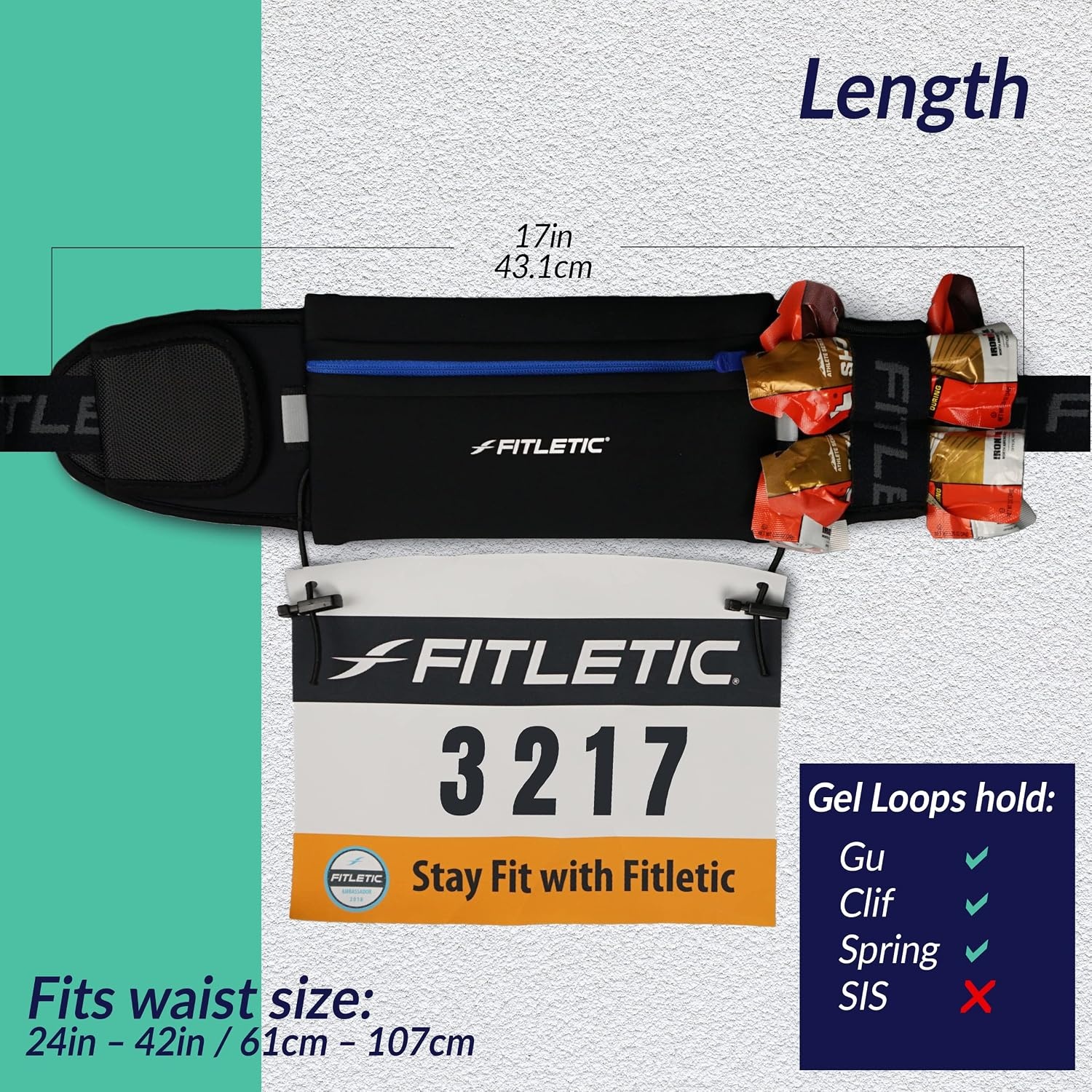 image:imageFitletic Ultimate II Running Pouch with Gels Runners Pouch Running Waist Belt with Gel Loops Exterior Pocket Inner Pocket and Integrated Bib Toggles Running AccessoriesPink Black