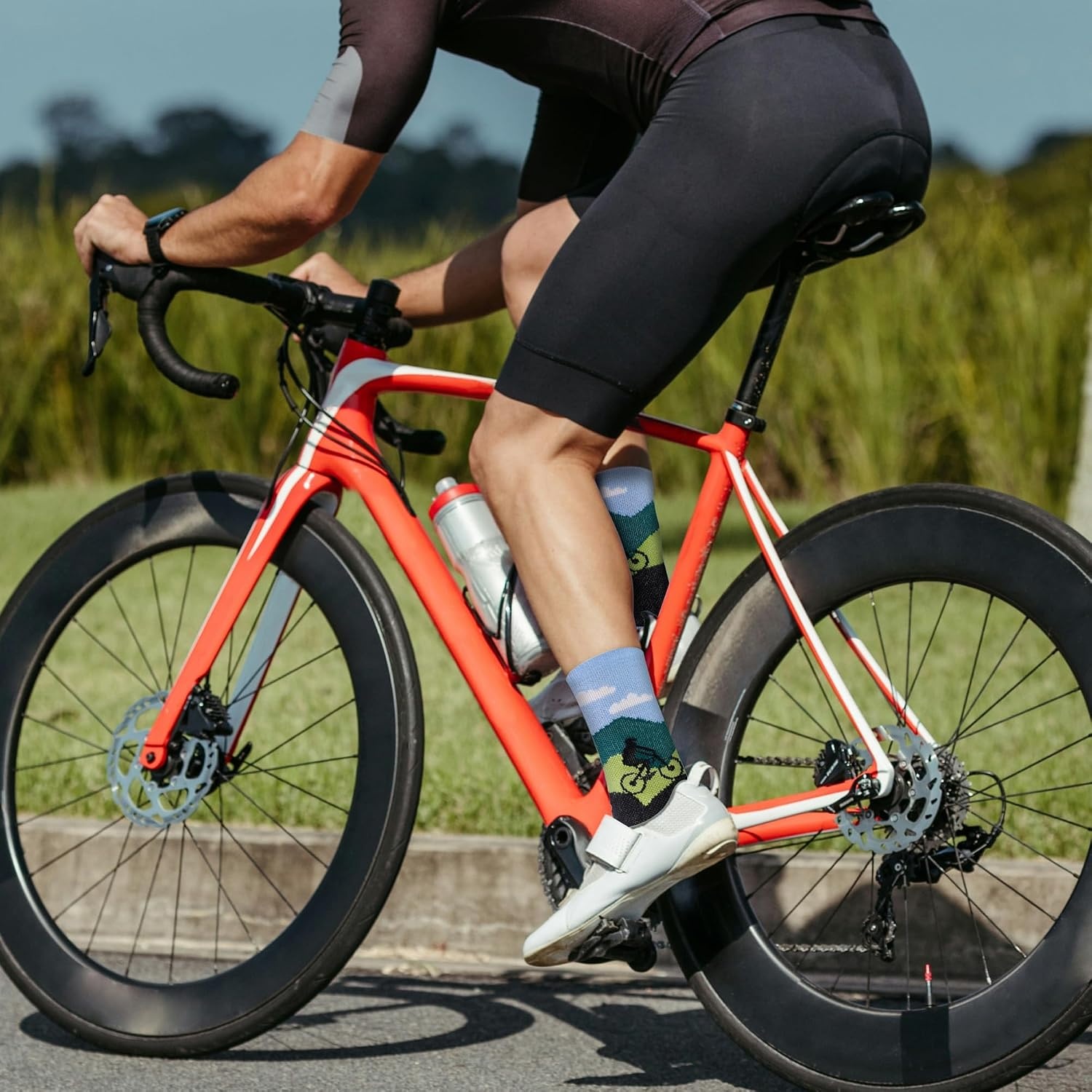 image:imageJeasona Athletic Socks Men Running Cycling Gifts for Runners Riders Sports Gear AccessoriesMulticolored Cycling 3 Pairs