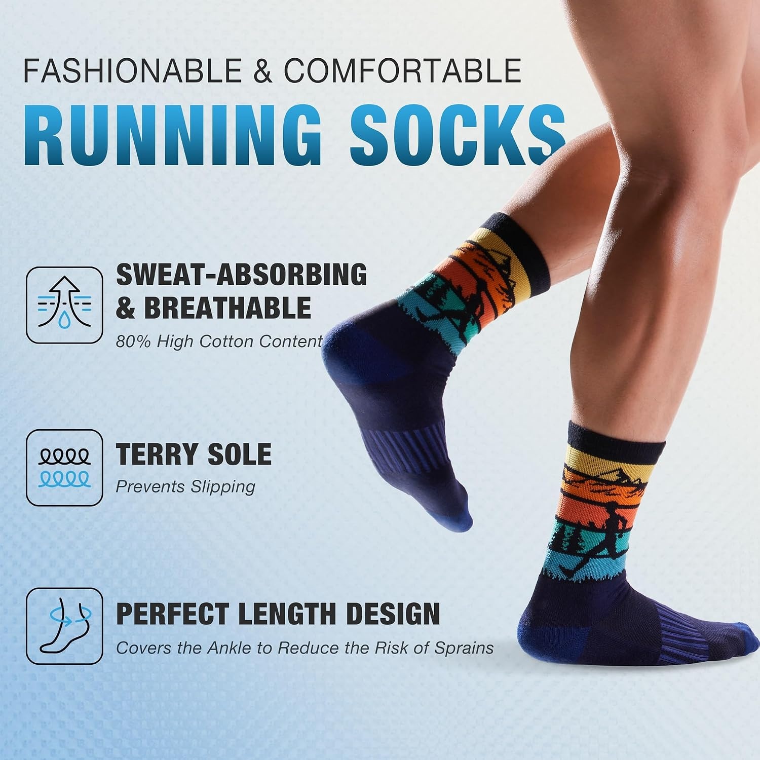 image:imageJeasona Athletic Socks Men Running Cycling Gifts for Runners Riders Sports Gear AccessoriesMulticolored Running 3 Pairs