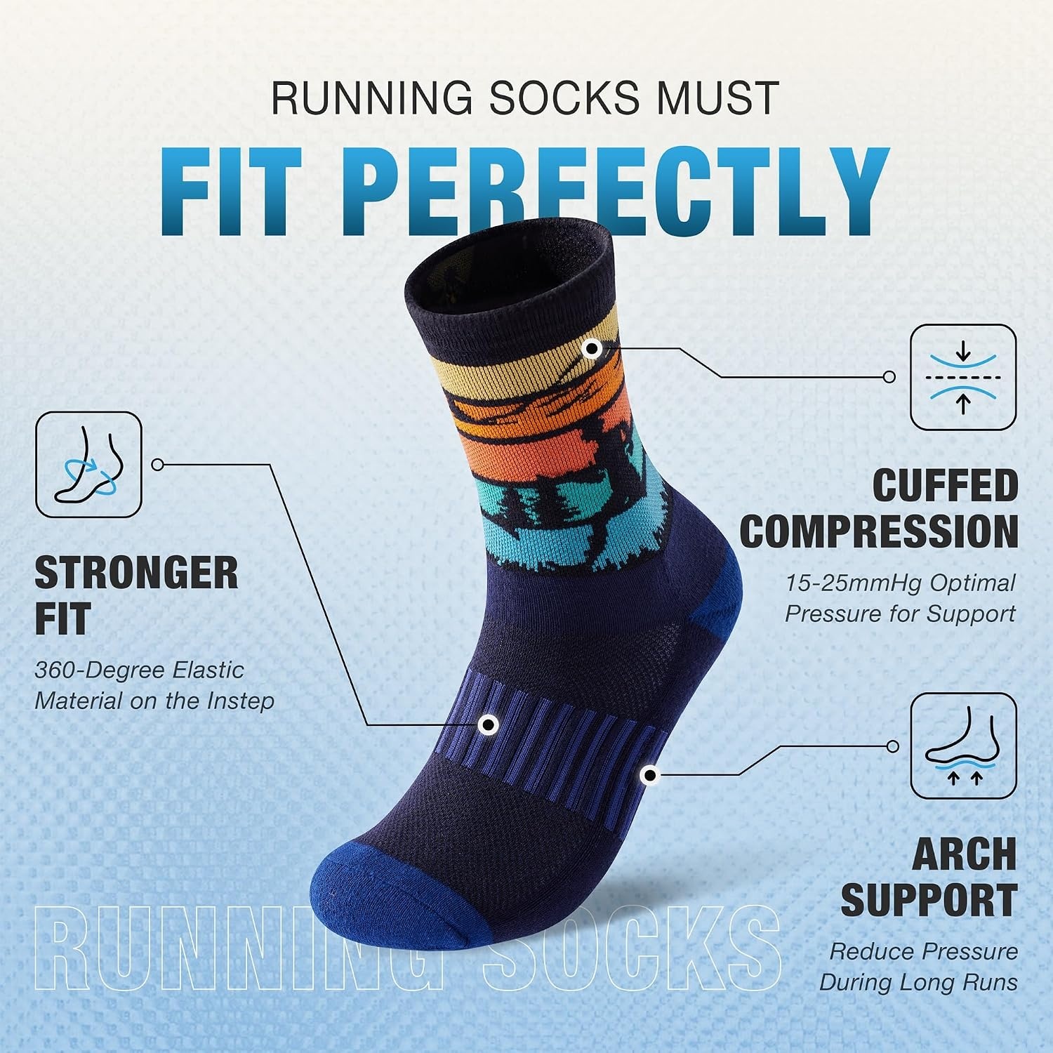image:imageJeasona Athletic Socks Men Running Cycling Gifts for Runners Riders Sports Gear AccessoriesMulticolored Running 3 Pairs